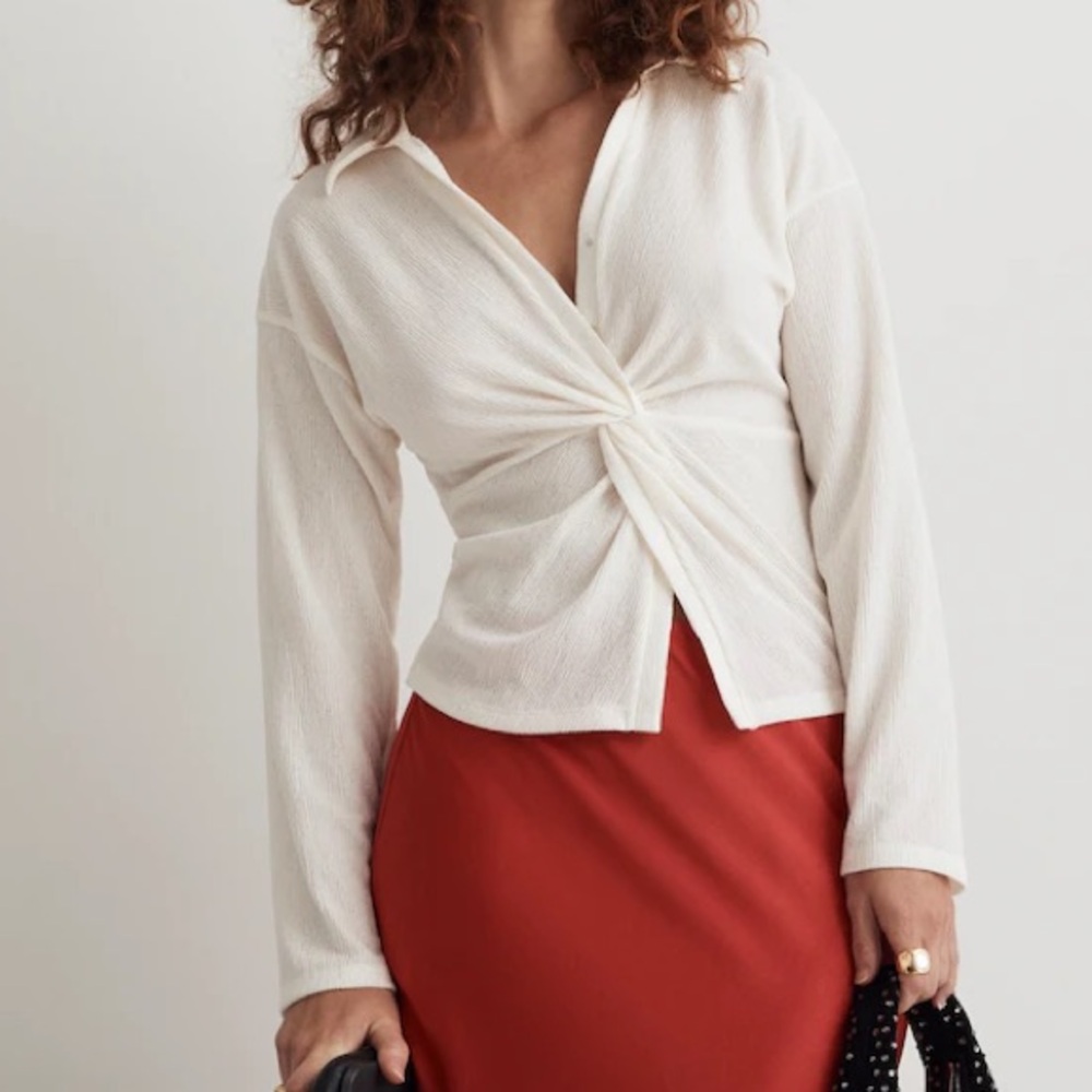 NWOT Madewell twist front long sleeve top - XXS